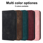 MagSafe kickstand wallet in multiple colors: black, brown, teal, burgundy, pink