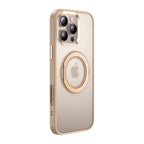 Champagne gold phone case with rotating MagSafe ring and camera cutouts