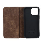 Cognac brown MagSafe wallet folio with front cover and textured phone back case