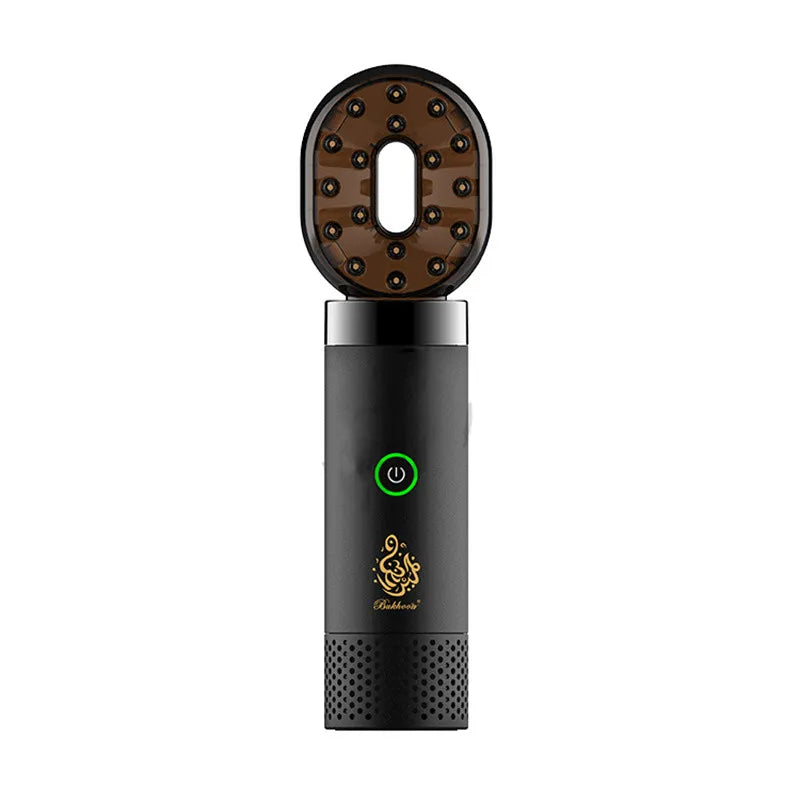 Black portable bakhoor burner with open top heating plate and green power light