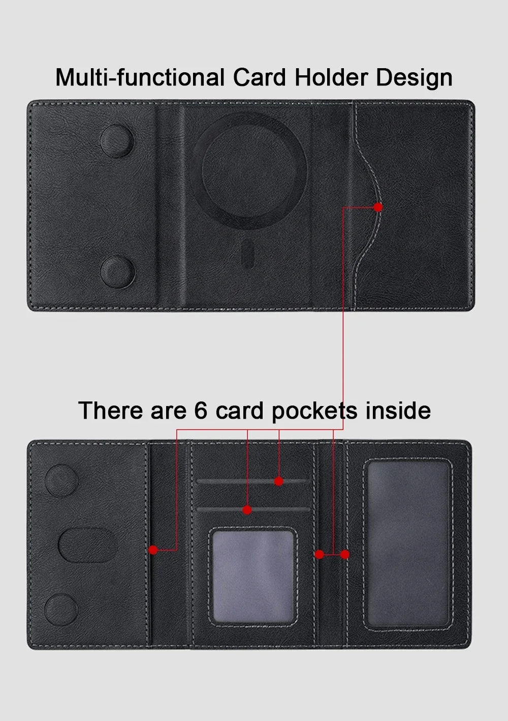 Citadel pouch magnético negro, tarjetero con bolsillos y solapas visibles