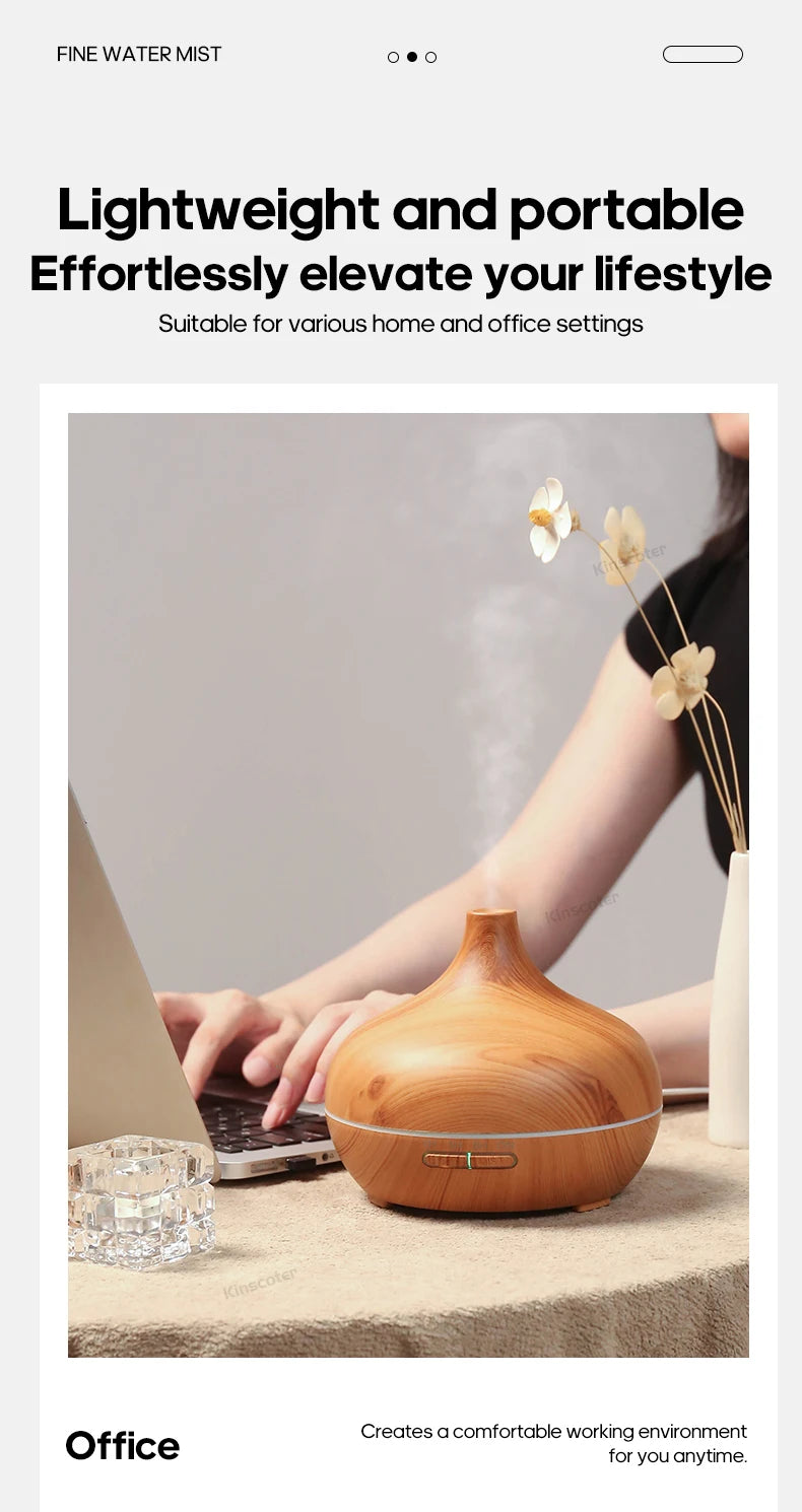 Light wood grain aroma diffuser, portable design with control panel