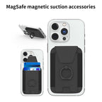 Protective card wallet cover with magnetic ring, black for iPhone 12–15