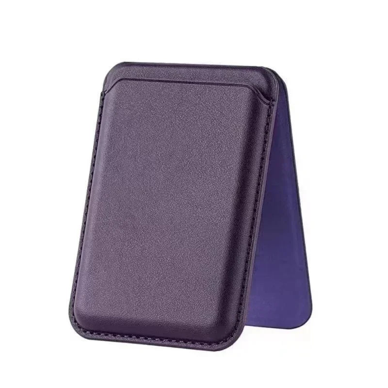 Bastion magnetic stand wallet, purple textured finish with stitched border