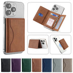 Crest PU leather card holder in brown, attached to a phone case