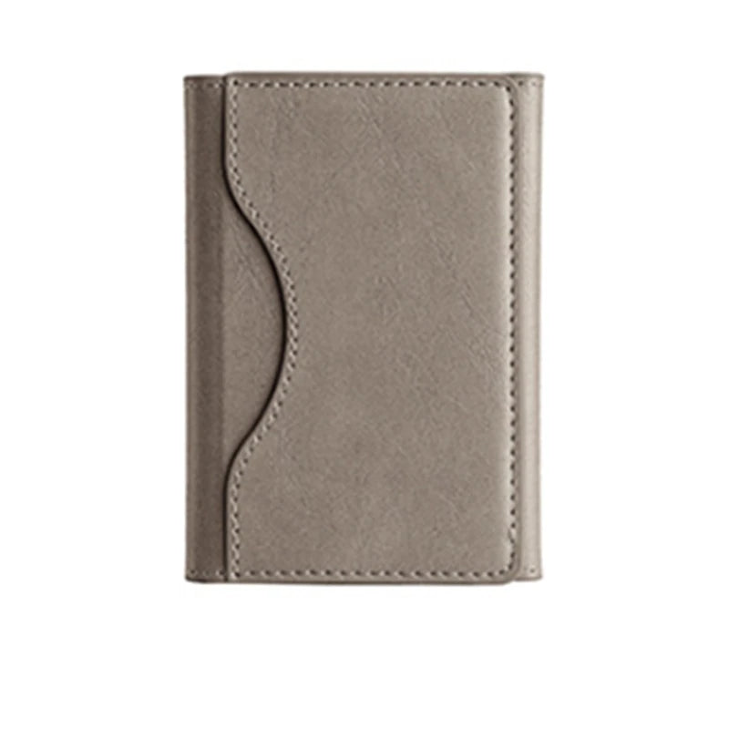 Triton tri-fold stand in khaki leather-look with curved fold section.