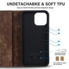 Brown MagSafe wallet case with textured TPU back and camera cutout