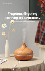 Dark wood grain 300ml ultrasonic aroma diffuser with mist stream and control panel