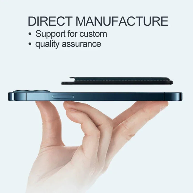 Magnetic wallet, slim side view for phone case with magnetic attachment