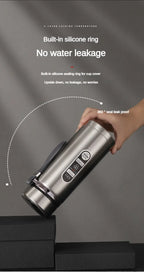 Stainless thermos with built-in silicone sealing ring and lid open