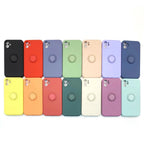Silicone MagSafe phone cases in assorted colors, each with a circular MagSafe ring