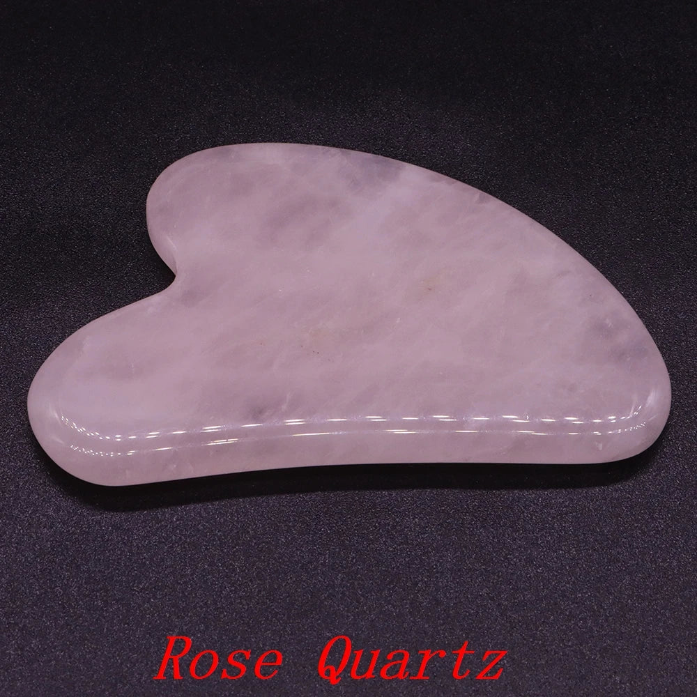 Rose quartz beauty scraper, heart-shaped polished stone