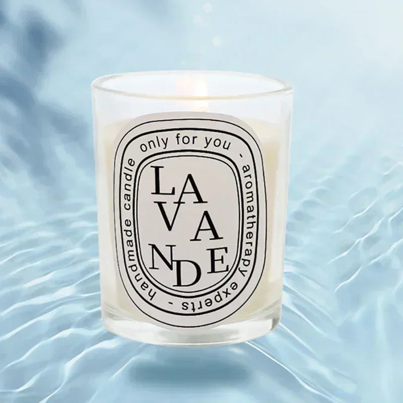 Bougie parfumée en verre LA VANTDE avec flamme au centre