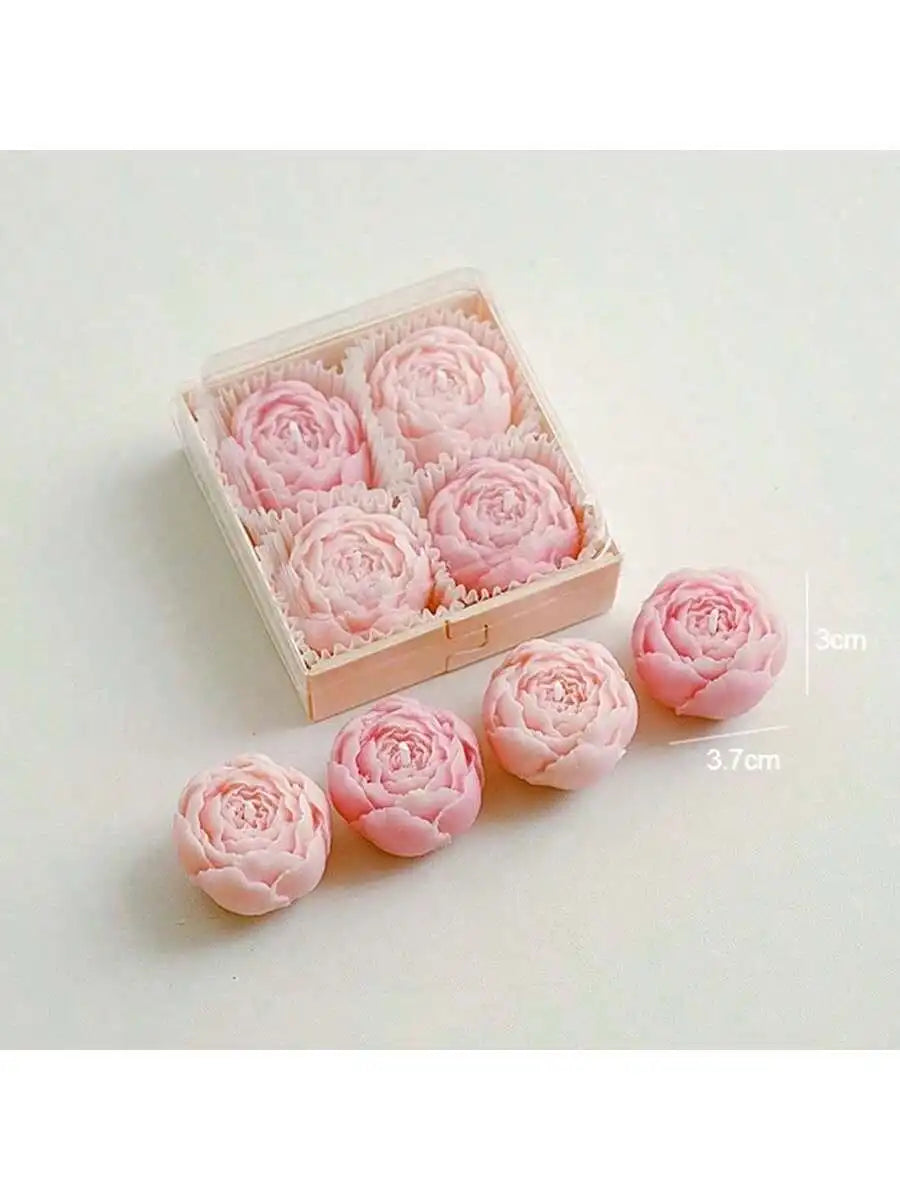 Floral bouquet scented candle set, blush-pink rose candles with display box