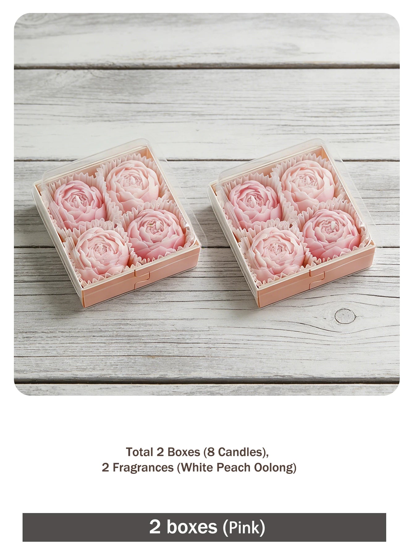 Rose candle gift set, pink: 2 boxes with 8 rose-shaped candles