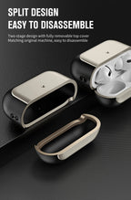 Shockproof split case cover with removable top, leather-pattern texture, for AirPods Pro 2