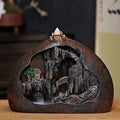 Naqsh Misty Peaks backflow incense burner, wide landscape opening with smoke stream
