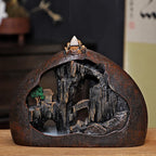 Naqsh Misty Peaks backflow incense burner, wide landscape opening with smoke stream