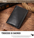 Slim leather passport wallet in black with white contrast edge stitching