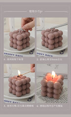 Peony scented candle use guide, bubble-style wax flower and trimming steps
