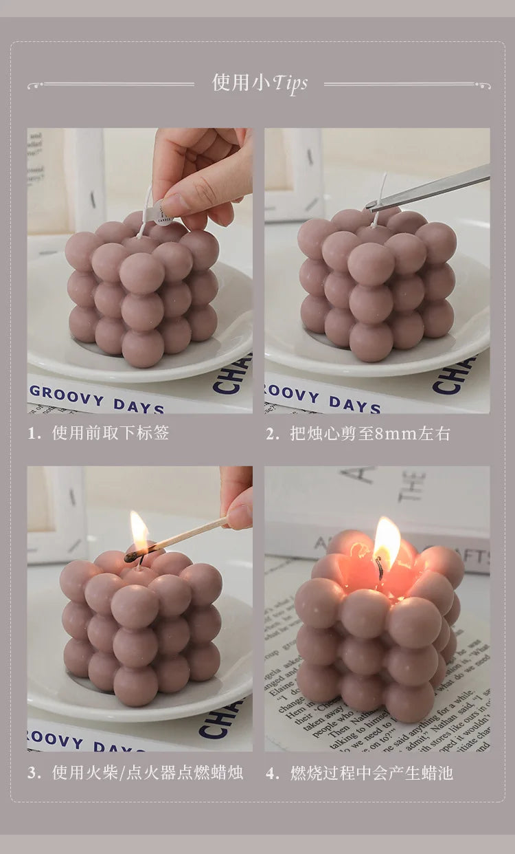 Peony scented candle use guide, bubble-style wax flower and trimming steps