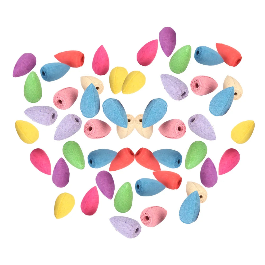 Backflow incense cone refill set assorted colored cones, mixed colors in one pack