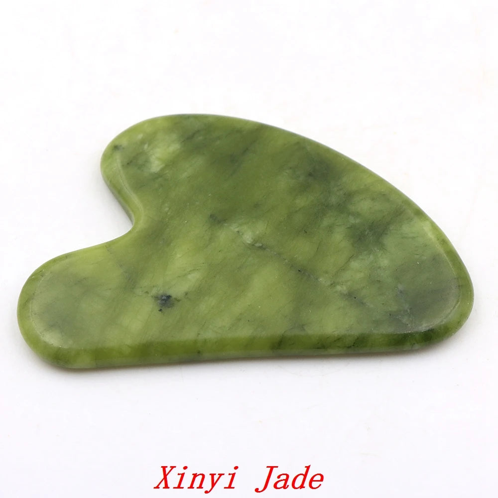 Xinyi Jade beauty scraper, green heart-shaped stone with smooth curved edge