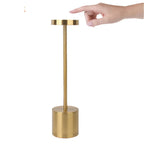 Portable LED touch lamp, champagne gold body and base, finger touch on top