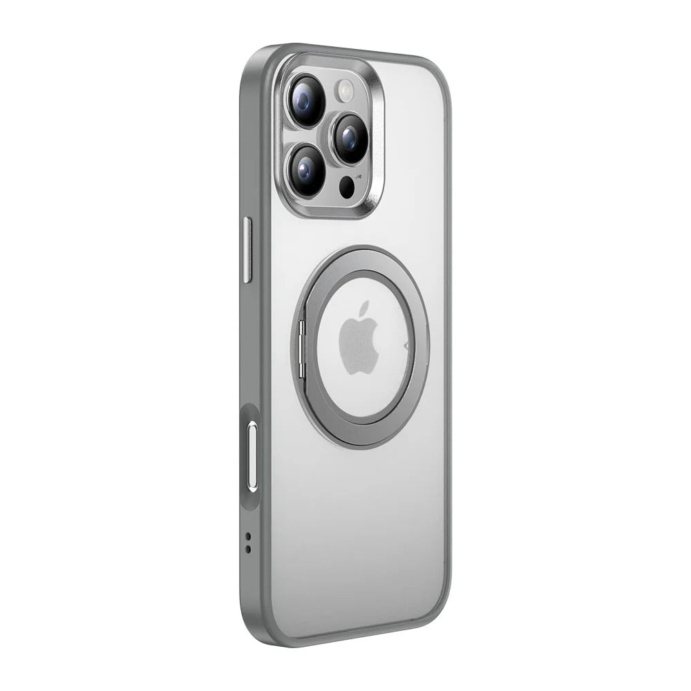 Silver mist phone case with rotating MagSafe ring and camera cutouts