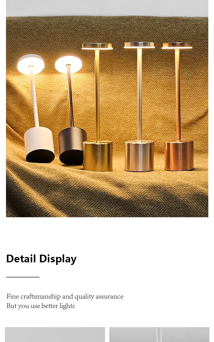 Cordless touch lamps lineup in white, black, gold and copper finishes