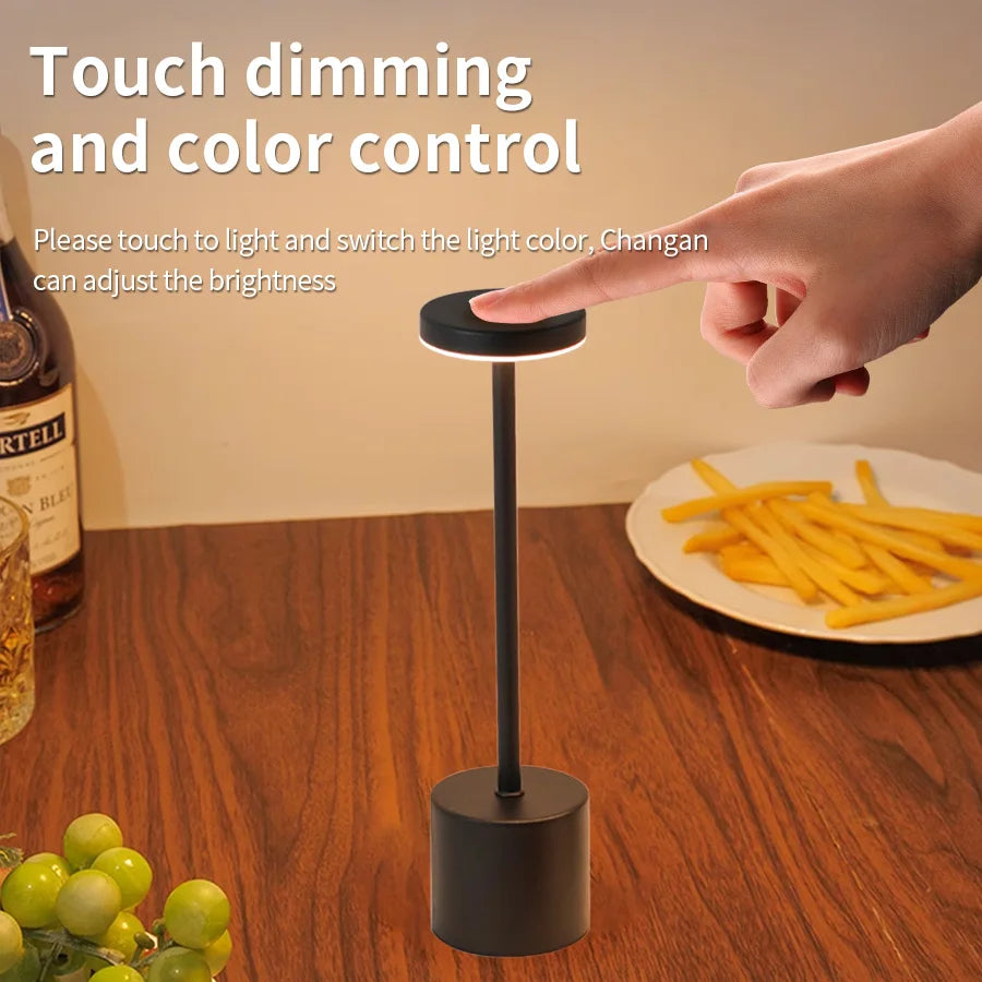Black classic stepless dimming table lamp with touch control on round top