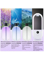 Aroma diffuser set with refill oils: lavender (purple), Real Me (blue), healtton (white)