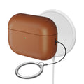 Mocha Luxe leather AirPods Pro 3 drop case, rear view