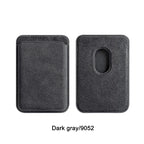 Dark gray Alcantara MagSafe wallet front and back panels with oval cutout