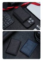 Citadel pouch magnético negro y azul, con bolsillos y acabado de piel