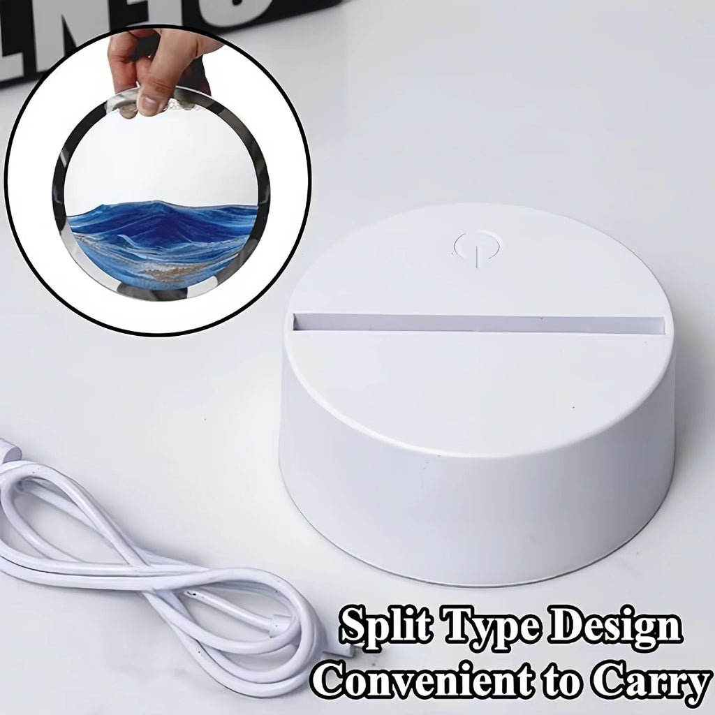 Cordless reading lamp with white base and detachable lid; circular ring shows blue sand effect