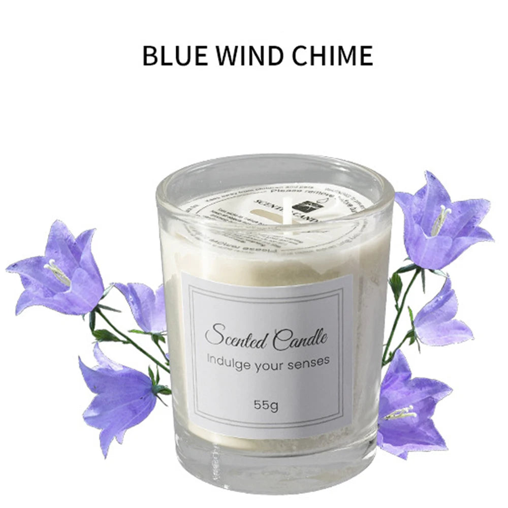 BLUE WIND CHIME scented candle in a clear glass jar, 55g