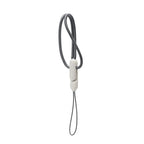White silicone lanyard for AirPods case with dark braided cord and loop