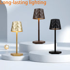 Minimalist touch lamp with ripple lampshades in gold, brown and black (set of 3)