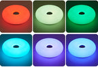 Color options for donut table lamp shown in red, green, teal, blue, purple, and more