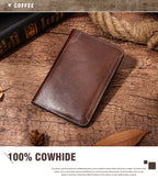 Slim leather passport wallet front panel with edge stitching and smooth leather finish