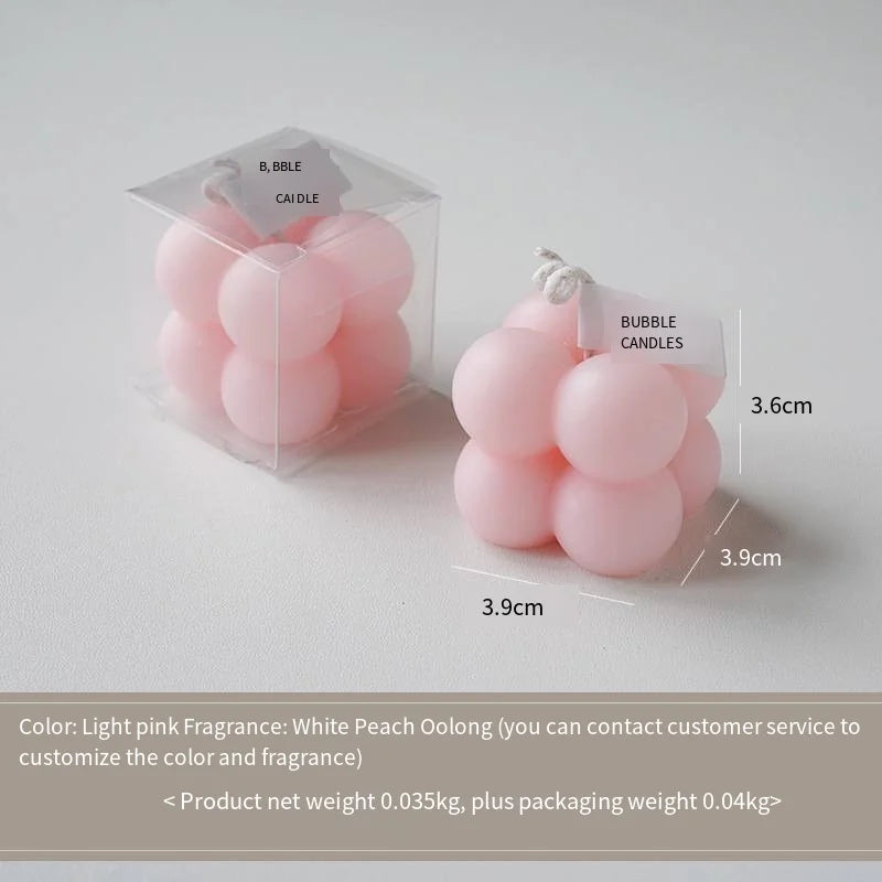 Color Pop sculptural scented candle, light pink bubble-cluster shape, 3.9cm