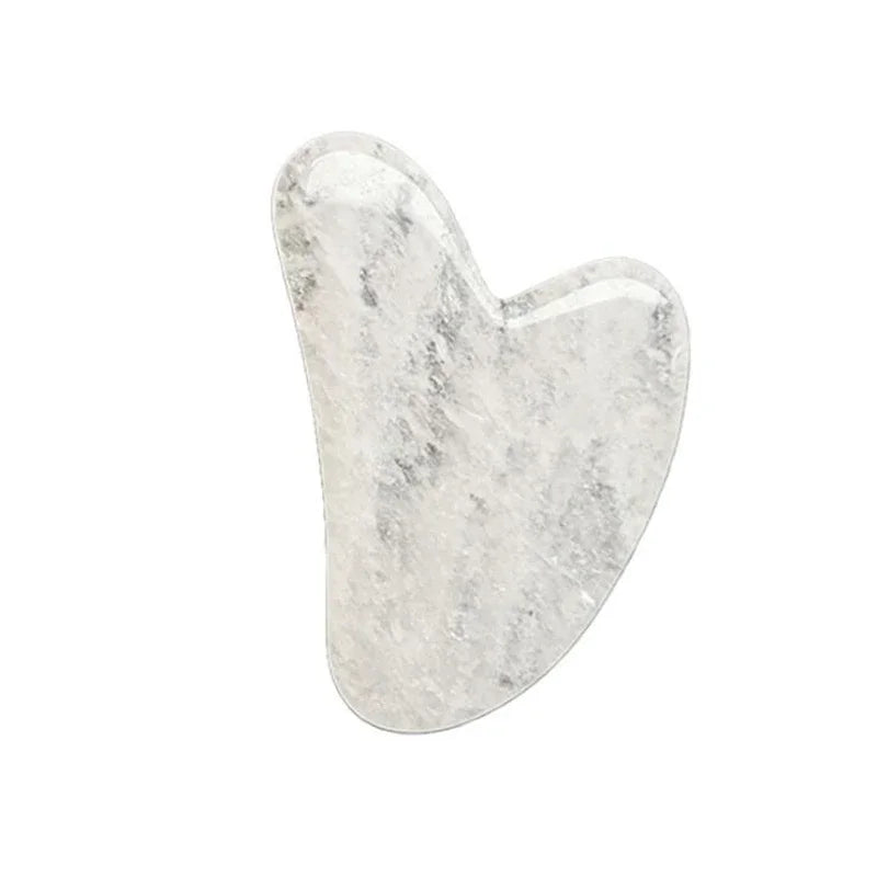Emerald Jade Glow Roller stone, white crystal clear speckled gua sha