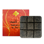 Incense fragrance bricks with dark square blocks and red BAKHOOR AL OUD box