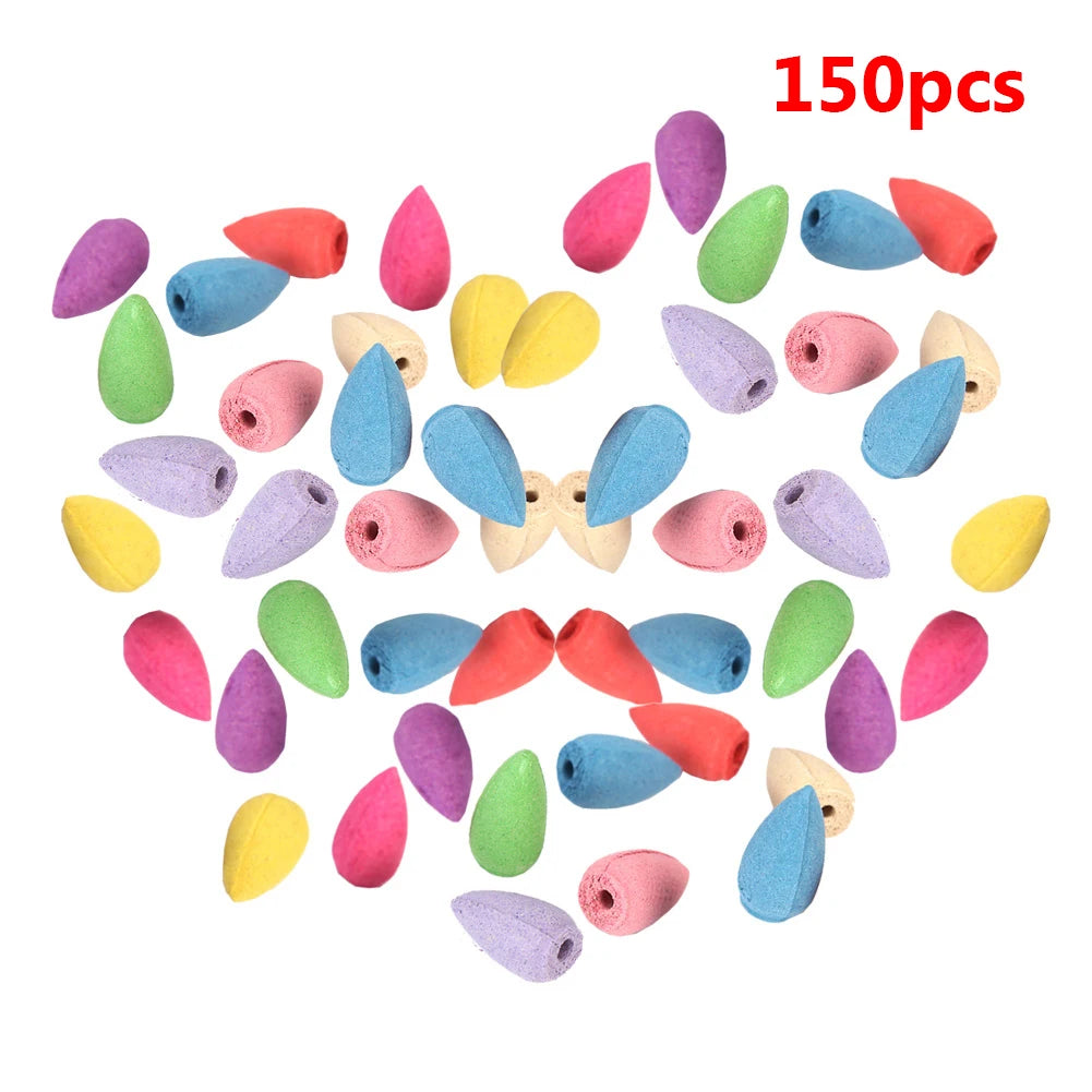 Backflow incense cone refill set, 150 pcs assorted colored cones