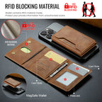 Slim leather wallet, brown, open view with multiple card slots and photo window.