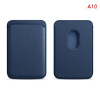 Magnetic wallet, dark blue leather-style cover with oval magnetic contact window