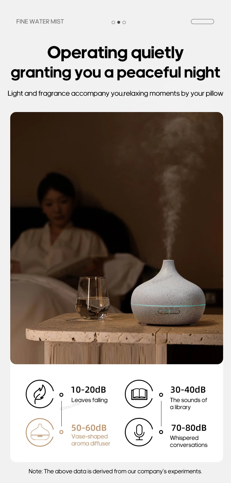 Ultrasonic aroma diffuser with fine mist and front control light