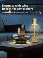 Rechargeable desk lamp with warm glow on a tabletop surface