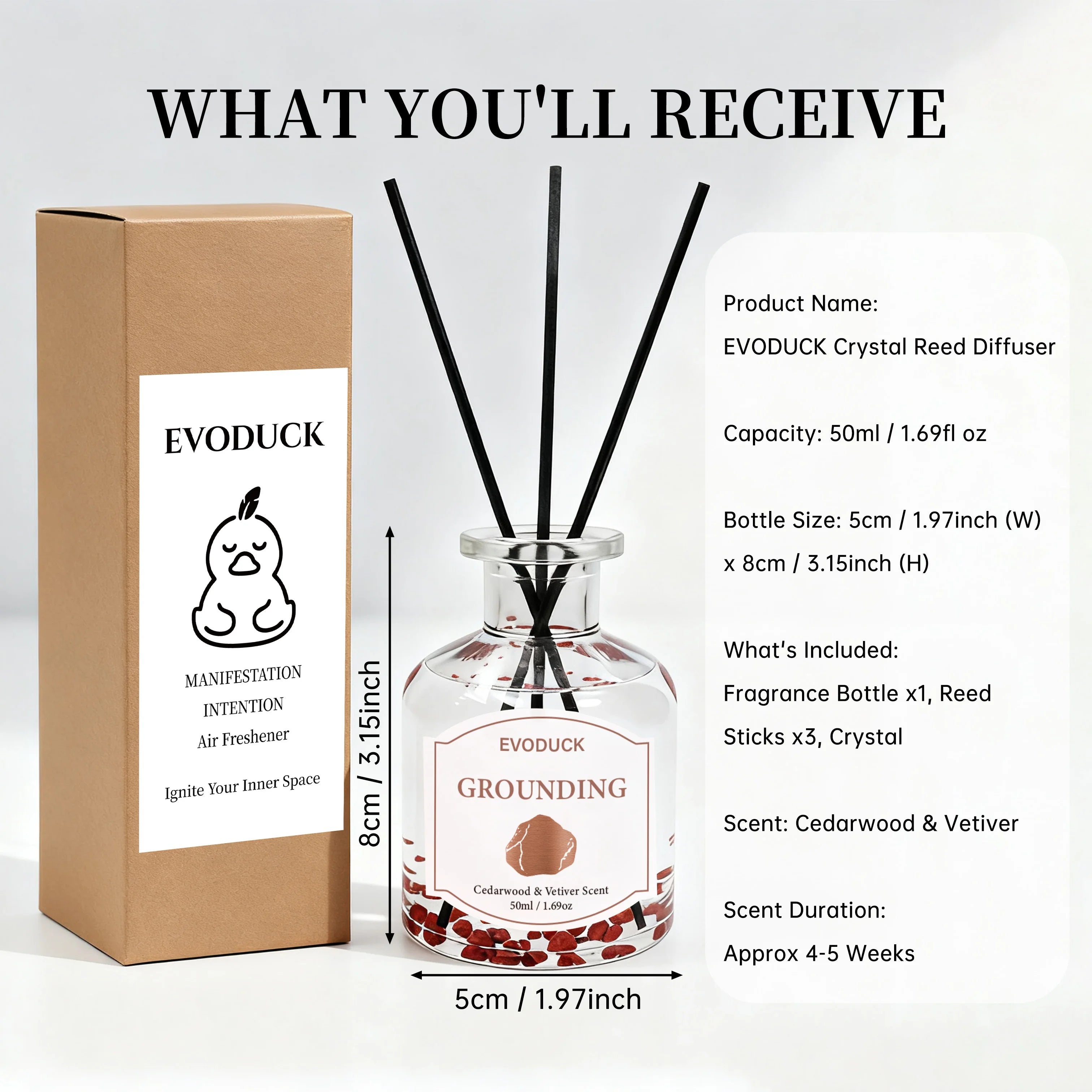 Botanical reed diffuser set, 100ml—cedarwood & vetiver scent with 3 black reeds